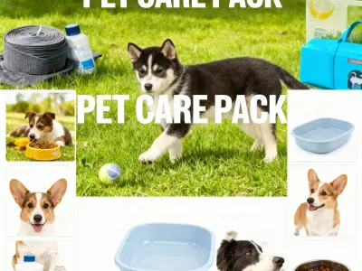 Pet Care Essentials 3D Pack 8 Models  Low-poly 3D model