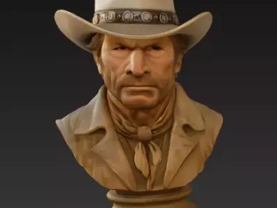 3D Bust  Old West Gunslinger Files 3D print model