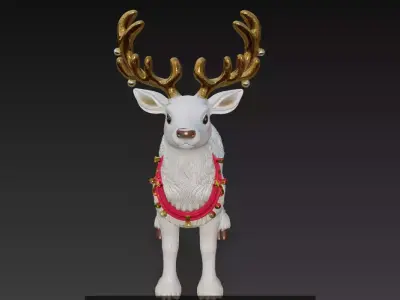 Stylized Christmas Reindeer - Cute Holiday Deer Figurine 3D Model Collection