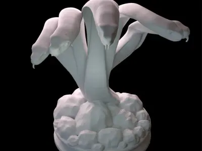 Hydra Snake Multi-Headed Serpent Statue 3D print model