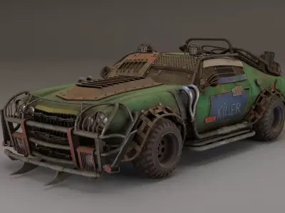 Post Apocalyptic 1970 Chevrolet Camaro Mid-Poly 3D model Low-poly 3D model