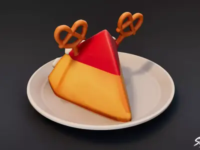 Santa Pretzel Cookie Low-poly 3D model