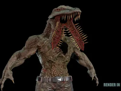Crocodile Mutant Low-poly 3D model