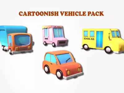 Cartoonish Vehicle Pack Low-poly 3D model