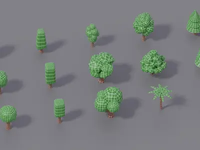 Animated Timber Pack 15 Stylized Low-Poly Trees Low-poly 3D model