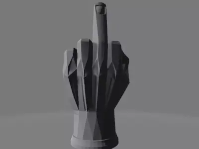 Polygonal Middle Finger Hand Sculpture 3D print model