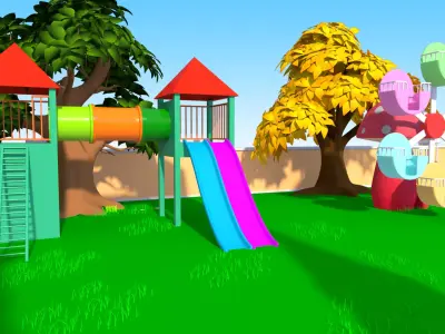 Cartoon Park 3D model Low-poly 3D model