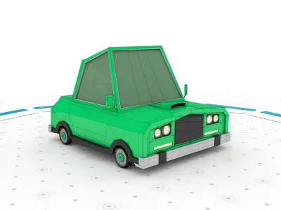 Green J - Low poly cartoon car 3D model