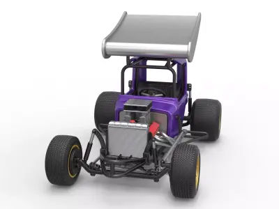 Vintage Winged Supermodified stock car for Dirt Scale 1 to 25 3D print model