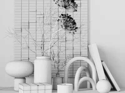 Bronze set vases and other objects 3D model