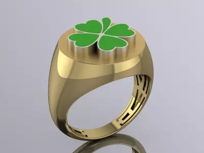 Clover Ring Elegant Jewelry Brand Gold 3D print model