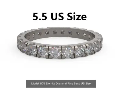 Eternity Diamond Ring Band US Size 3D Model Pack
