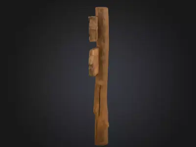 Rustic Wooden Signpost Low-poly 3D model