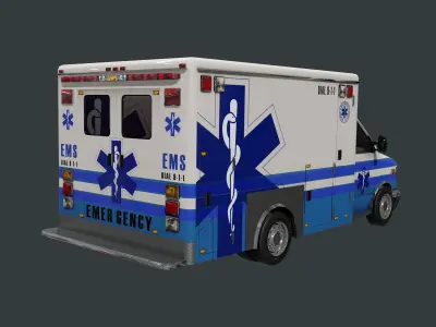 Vehicle Ambulance Rescue Truck Game Ready 01 Low-poly 3D model