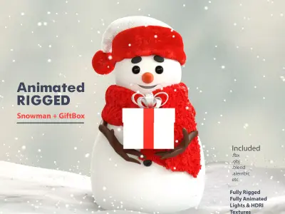 Animated Snowman GiftBox 3D model