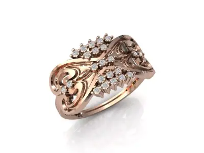 Women Ring Diamond Stone STL 3DM Lightweight Printable 3D print model 11