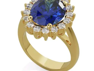 Oval halo engagement ring 3D print model