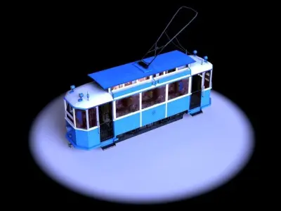 Berlin Tram 1940s Low-poly 3D model