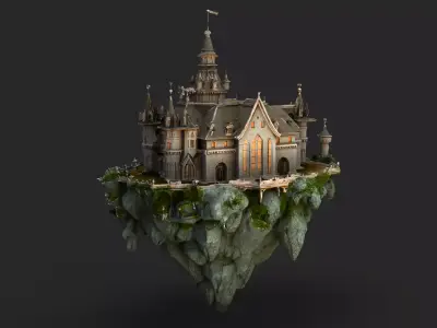 Floating Castle High Detail 3D model