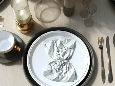 Tableware set 151 Low-poly 3D model