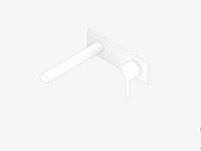 Bath Mixer Set - Luxury - Sleek Oval - Wall - 175 Low-poly 3D model