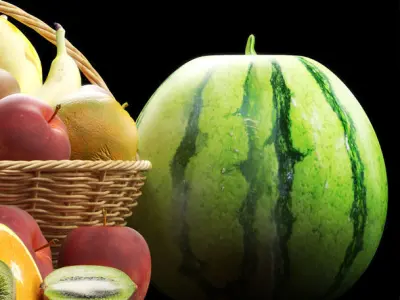 Fruits set 1 fruit in basket 3D model