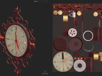 Old French Style Clock with one day of the week setup Low-poly 3D model