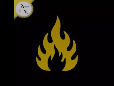 Simple Flame Symbol - 2D Art Free 3D print model 2