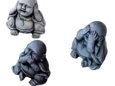 Three Buddha Statues I dont see  I dont hear  I wont tell 3D model