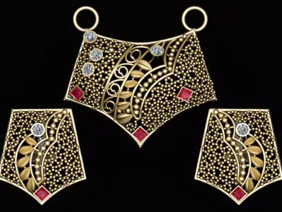 ANTIQUE LUXURY NECKLACE SET 3D PRINTABLE MODEL 3D print model