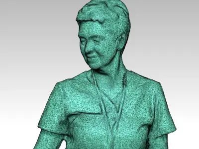 Surgical nurse in red uniform smiling 138 Low-poly 3D model