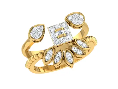 Light Weight Yellow Gold Diamond Ring  -DDS RN 256 3D print model