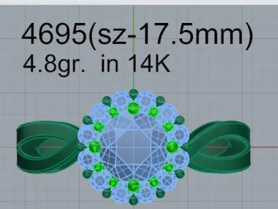 Round Halo Twisted Ring 4695 3D print model