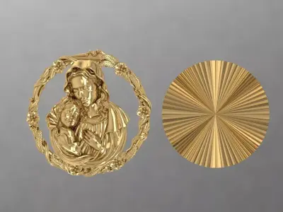 Luxury Virgin Mary and Child Relief Pendant Design 124a 3D print model