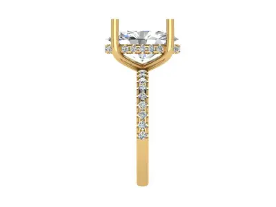 Oval diamond solitare with under halo 3D print model