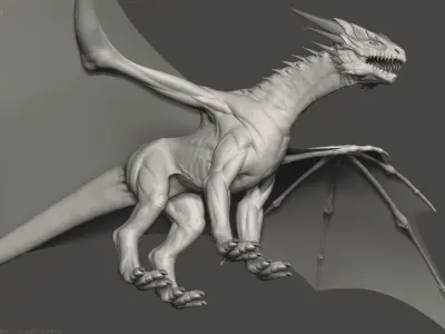 Western Dragon - Highpoly Sculpture 3D model
