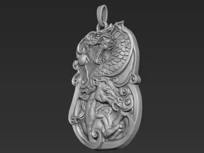 Dragon with Horse Pendant 3D print model