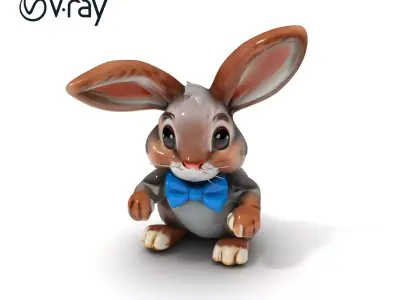 Animated Bunny with Bow Tie Model Pack Low-poly 3D model