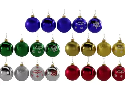 Christmas Baubles Decorations Low-poly 3D model