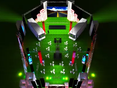 Awning for events of 50x30m for buses 3D model