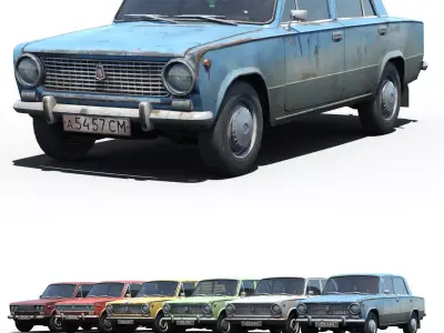 Pack of Ladas Low-poly 3D model
