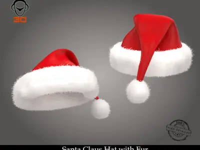 Santa Claus Hat with Fur 3D model