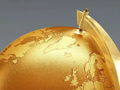 Golden Metalic World Globe 3D model