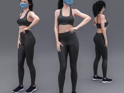 Fitness woman in pose 3D model