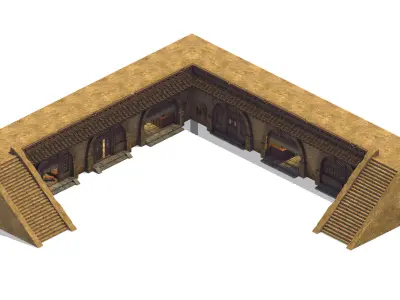 Game Mountain Building - Cave Dwelling - Stairs 3D model