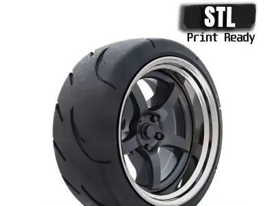 3d printing Tire Rims Wheel set for miniatures cars  3D print model