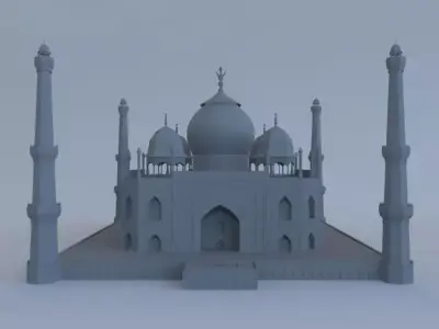 Taj Mahal with Mosque 3D model