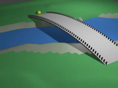 Bridge  river  valley shore wave ferry 3D model