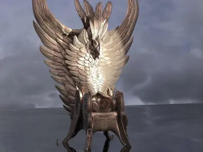 Feathered angel wing Throne Large 3D model