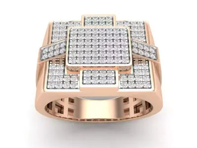AV 629 Diamond Mens Flashy Micro Pave Hip Hop Ring 3D print model